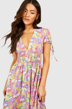 Florales Maxikleid Mit Geraffter Taille -Stil Formen Verkäufe gzz54136 multi xl 3