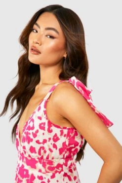 Animalprint Maxikleid Mit Geschnürten Trägern Und Tiefem Ausschnitt -Stil Formen Verkäufe gzz54137 pink xl 3