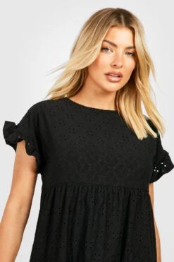 Lochmuster-Smokkleid Aus Jersey Mit Puffärmeln 9 Lochmuster-Smokkleid Aus Jersey Mit Puffärmeln -Stil Formen Verkäufe gzz54140 black xl 3