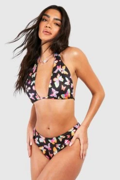 Triangle-Bikini Mit Hohem Bund Und Schmetterlings-Print 8 Triangle-Bikini Mit Hohem Bund Und Schmetterlings-Print -Stil Formen Verkäufe gzz54273 black xl 2