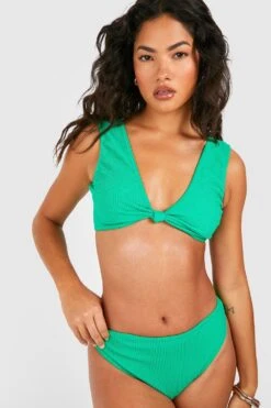 Bikini In Knitteroptik Mit Knoten Vorne -Stil Formen Verkäufe gzz54278 green xl 2