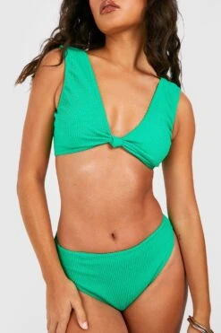 Bikini In Knitteroptik Mit Knoten Vorne -Stil Formen Verkäufe gzz54278 green xl 3