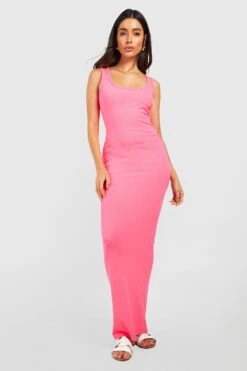 Geripptes Rundhals-Maxikleid -Stil Formen Verkäufe gzz54285 hot20pink xl 2