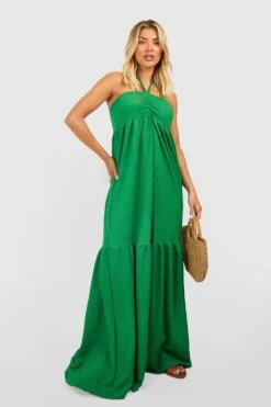 Strukturiertes Neckholder-Maxikleid -Stil Formen Verkäufe gzz54296 lime xl 2