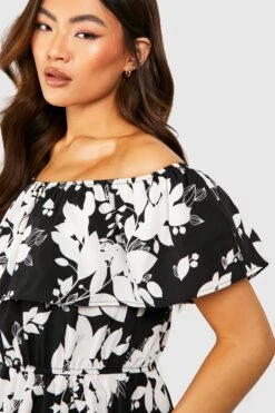 Schulterfreies Florales Maxikleid -Stil Formen Verkäufe gzz54321 black xl 3