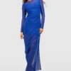 2-in-1 Mesh Maxikleid Mit Naht-Detail -Stil Formen Verkäufe gzz54401 cobalt xl
