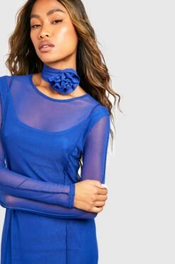 2-in-1 Mesh Maxikleid Mit Naht-Detail -Stil Formen Verkäufe gzz54401 cobalt xl 3