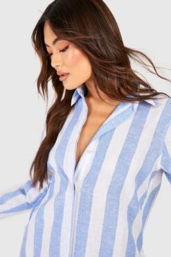 Gestreiftes Oversize Hemdkleid Aus Baumwolle -Stil Formen Verkäufe gzz54403 blue xl 3