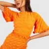 Strukturiertes Rüschen-Skaterkleid Mit Weiten Ärmeln -Stil Formen Verkäufe gzz54408 orange xl