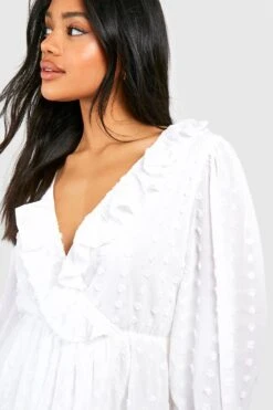 Strukturiertes Rüschen-Wickelkleid -Stil Formen Verkäufe gzz54419 cream xl 3