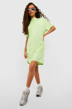 T-Shirt-Kleid Mit Acid-Waschung Und La Riders Slogan -Stil Formen Verkäufe gzz54452 green xl 2