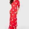 Gestuftes Gepunktetes Maxikleid -Stil Formen Verkäufe gzz54470 red xl