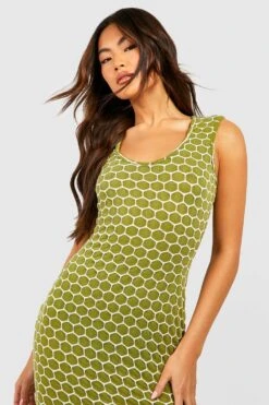 Strukturiertes ärmelloses Rundhals-Maxikleid -Stil Formen Verkäufe gzz54471 olive xl 3