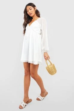 Geschnürtes Chiffon-Skaterkleid 8 Geschnürtes Chiffon-Skaterkleid -Stil Formen Verkäufe gzz54522 white xl 2