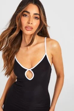 Cut-Out Midikleid Mit Kontrast-Detail -Stil Formen Verkäufe gzz54527 black xl 3