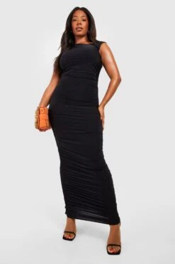 Plus Asymmetrisches Gerafftes Midikleid -Stil Formen Verkäufe gzz54593 black xl 2