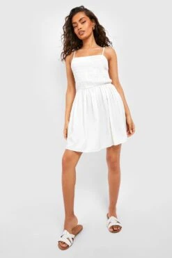 Minikleid Mit Geraffter Brust -Stil Formen Verkäufe gzz54657 white xl 2