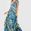 Maxikleid Mit Palmen-Print -Stil Formen Verkäufe gzz54763 blue xl