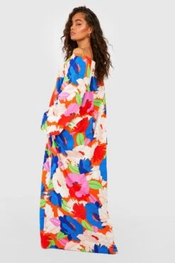 Maxi Smokkleid Mit Abstraktem Blumenprint -Stil Formen Verkäufe gzz54773 blue xl 1