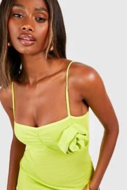 Midikleid Mit Mesh Rosen-Detail -Stil Formen Verkäufe gzz54849 lime xl 3