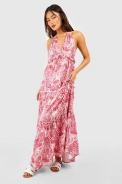 Gestuftes Maxikleid Mit Paisley-Print -Stil Formen Verkäufe gzz54930 pink xl 2