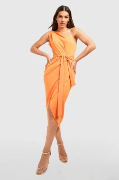 Einärmliges Midikleid Mit Falten-Detail -Stil Formen Verkäufe gzz54937 orange xl 2