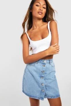 Jeans-Minirock Mit Knopfleiste -Stil Formen Verkäufe gzz55003 light20blue xl 2