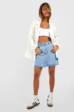 Jeans-Minirock Mit Knopfleiste -Stil Formen Verkäufe gzz55003 light20blue xl 3