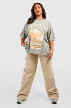 Plus Oversize T-Shirt Mit Arizona-Print 8 Plus Oversize T-Shirt Mit Arizona-Print -Stil Formen Verkäufe gzz55006 stone xl 2