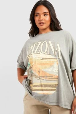 Plus Oversize T-Shirt Mit Arizona-Print 9 Plus Oversize T-Shirt Mit Arizona-Print -Stil Formen Verkäufe gzz55006 stone xl 3