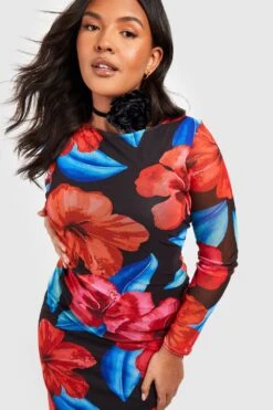 Plus Florales Mesh-Maxikleid Mit Tiefem Rückenausschnitt 8 Plus Florales Mesh-Maxikleid Mit Tiefem Rückenausschnitt -Stil Formen Verkäufe gzz55150 red xl 2