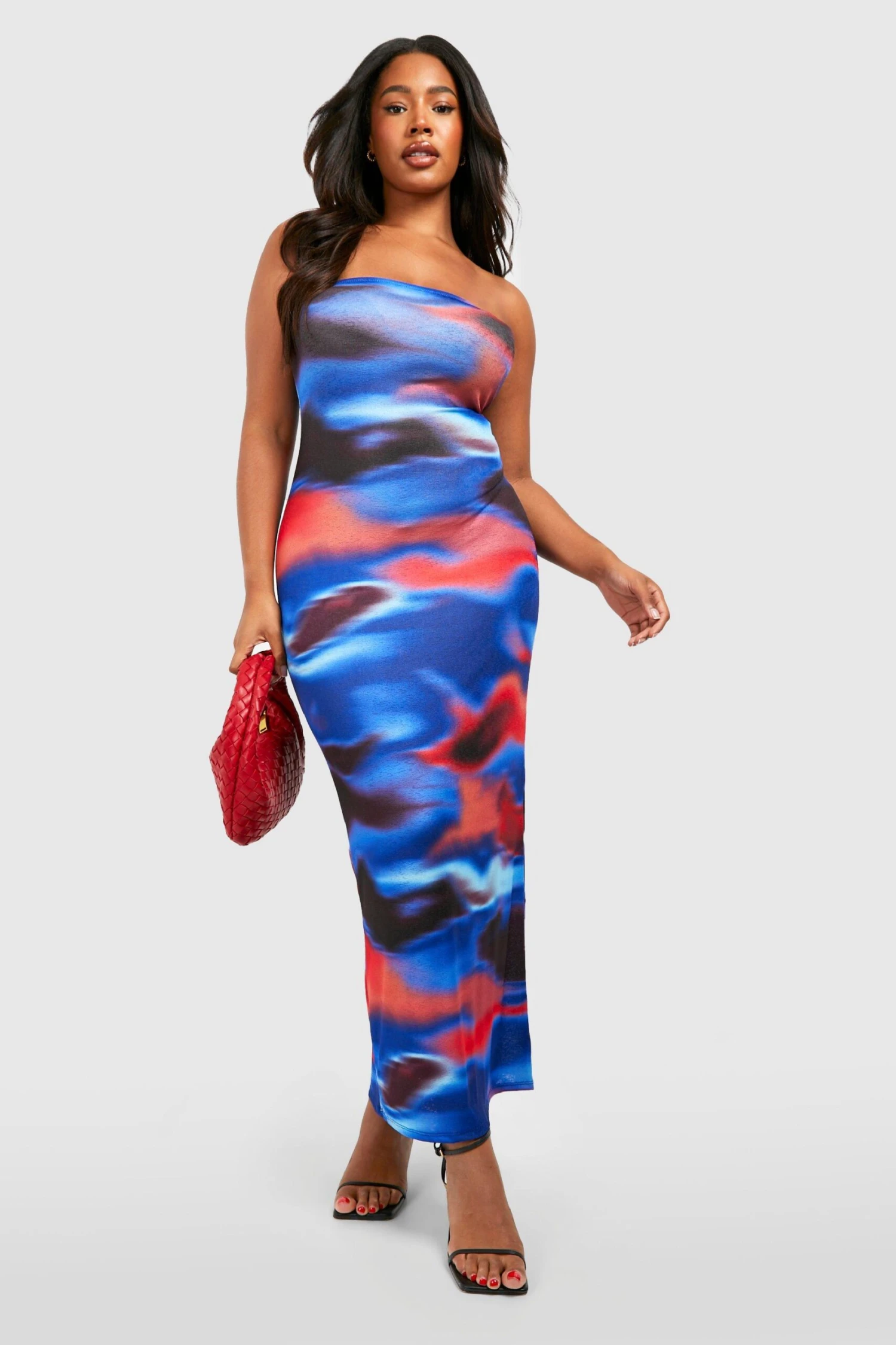 Plus Bandeau-Maxikleid Mit Marmor-Print 3 Plus Bandeau-Maxikleid Mit Marmor-Print