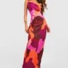 Plissee-Maxikleid Mit Abstraktem Print -Stil Formen Verkäufe gzz55179 purple xl