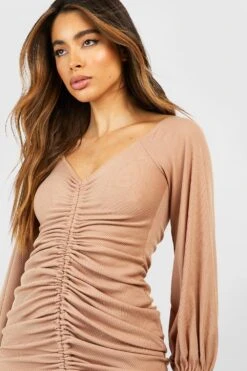 Gerafftes Bardot-Minikleid -Stil Formen Verkäufe gzz55234 stone xl 3