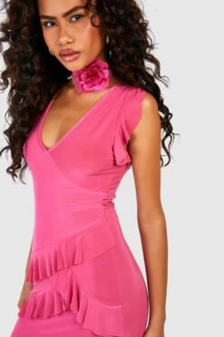 Maxikleid Mit Schlitz Und Rüschen-Detail -Stil Formen Verkäufe gzz55405 hot20pink xl 3
