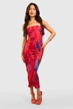 Gemustertes Bandeau-Midikleid Aus Mesh -Stil Formen Verkäufe gzz55493 pink xl 2