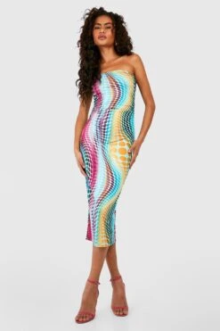 Gerafftes Bandeau-Midikleid Mit Print -Stil Formen Verkäufe gzz55494 blue xl 2