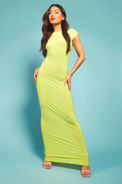 Kurzärmliges Basics Midikleid -Stil Formen Verkäufe gzz55502 lime xl 2