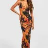 Mesh-Maxikleid Mit Tropischem Print -Stil Formen Verkäufe gzz55510 orange xl