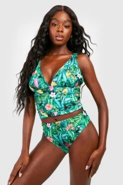 Shaping Tankini Mit Tiefem Ausschnitt Und Tropischem Print -Stil Formen Verkäufe gzz55778 black xl 2