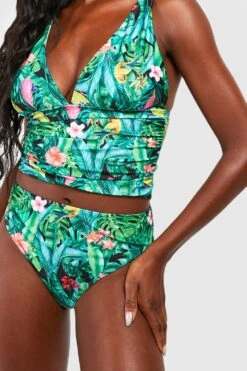 Shaping Tankini Mit Tiefem Ausschnitt Und Tropischem Print -Stil Formen Verkäufe gzz55778 black xl 3