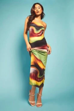 Bandeau-Maxikleid Mit Abstraktem Print 9 Bandeau-Maxikleid Mit Abstraktem Print -Stil Formen Verkäufe gzz55783 multi xl 3