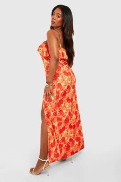 Plus Jersey-Maxikleid Mit Rüschen -Stil Formen Verkäufe gzz55814 orange xl 1