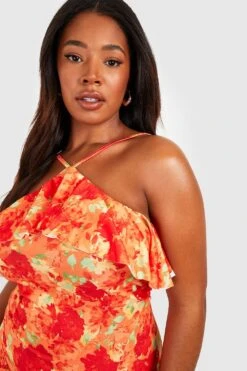 Plus Jersey-Maxikleid Mit Rüschen -Stil Formen Verkäufe gzz55814 orange xl 3