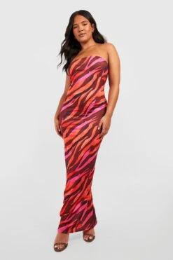 Plus Jersey Bandeau-Maxikleid Mit Zebraprint -Stil Formen Verkäufe gzz55815 red xl 2