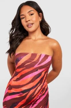 Plus Jersey Bandeau-Maxikleid Mit Zebraprint -Stil Formen Verkäufe gzz55815 red xl 3
