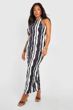 Plus Gestreiftes Racer-Maxikleid Mit Streifen 8 Plus Gestreiftes Racer-Maxikleid Mit Streifen -Stil Formen Verkäufe gzz55816 black xl 2