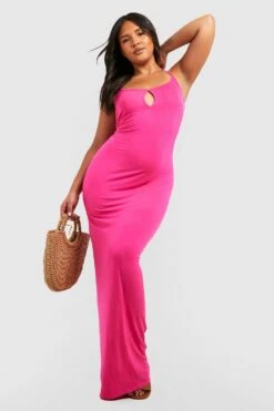 Plus Jersey-Maxikleid Mit Keyhole-Ausschnitt 8 Plus Jersey-Maxikleid Mit Keyhole-Ausschnitt -Stil Formen Verkäufe gzz55819 hot20pink xl 2
