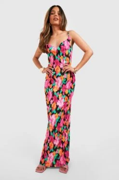 Florales Plissee Maxikleid -Stil Formen Verkäufe gzz55886 pink xl 2