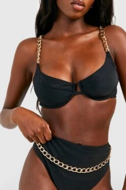 Bügel-Bikinioberteil Mit Goldenem Ketten-Detail -Stil Formen Verkäufe gzz55951 black xl 3